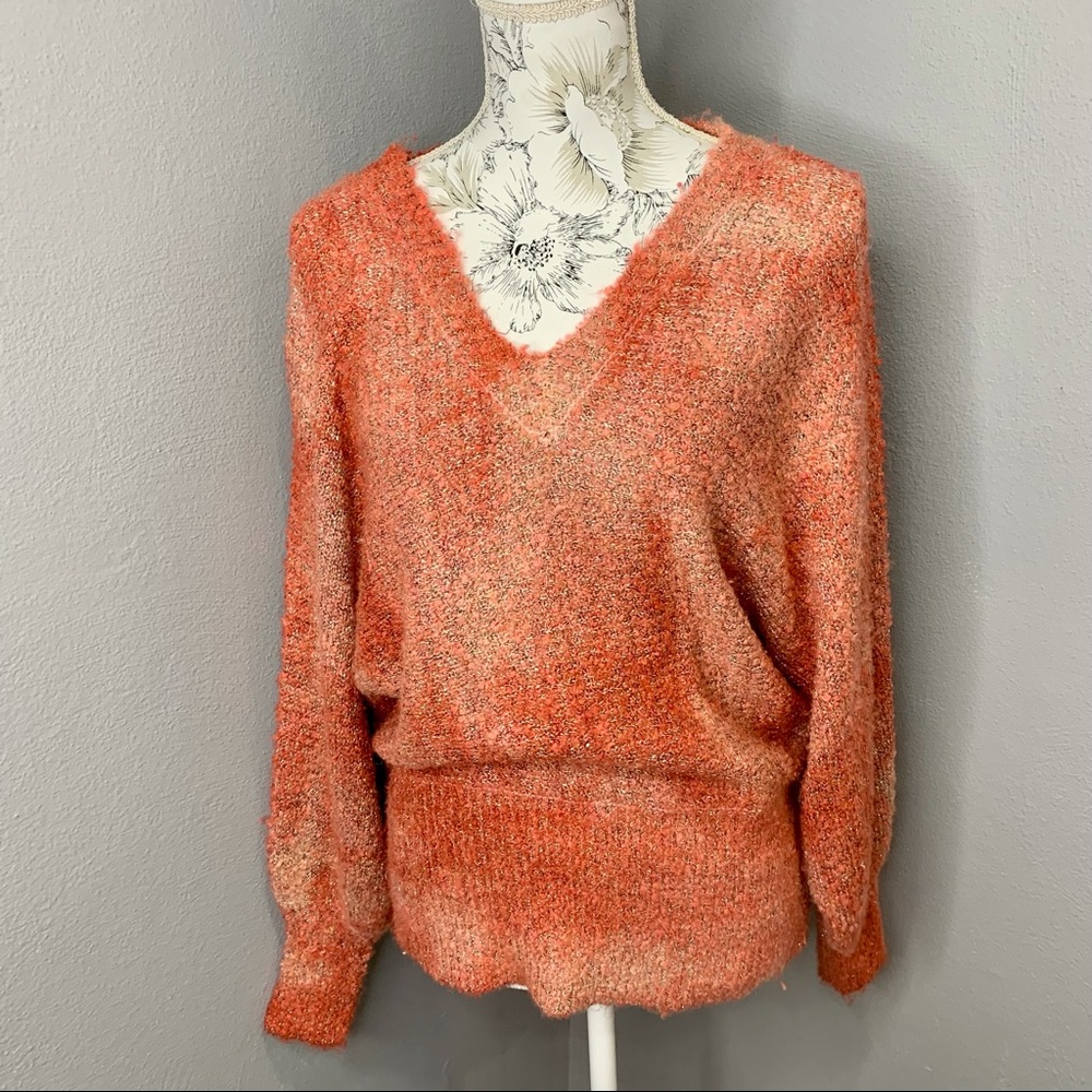 Grifflin Paris Sweater Orange Knit Pullover Medium